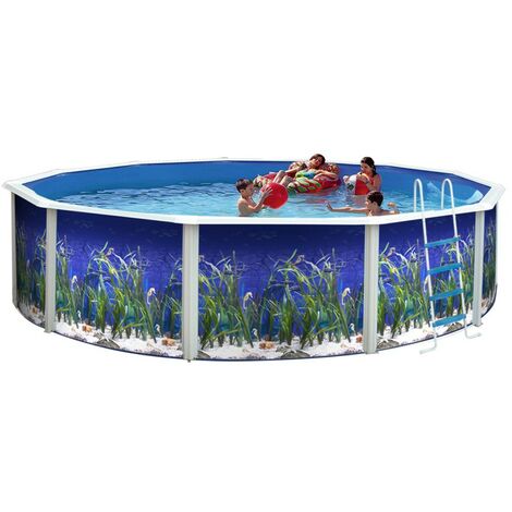 Piscina desmontable redonda decorada modelo océano