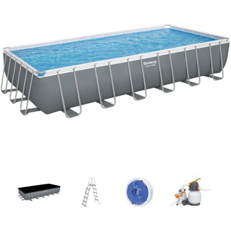 Piscina Desmontable Tubular Bestway Power Steel 732x366x132 cm con Depuradora de Polisfera de 5.678 L/H, Escalera y Cobertor