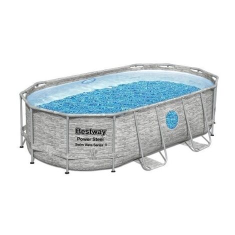 Piscina Desmontable Tubular Bestway Power Steel Diseño Rattan 427x250x100 cm - 56714 - BESTWAY
