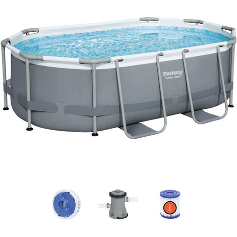Piscina Desmontable Tubular Bestway Power Steel Oval 305x200x84 cm con Depuradora Cartucho 1.249 L/H