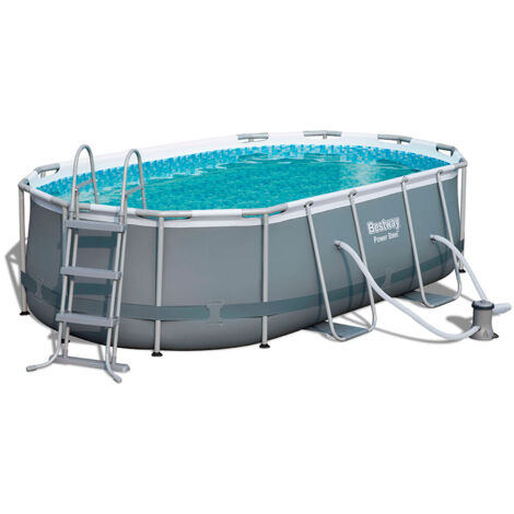 Piscina Desmontable Tubular Bestway Power Steel Oval 427x250x100 cm Depuradora de Cartucho de 2.006 litros/hora - 56620