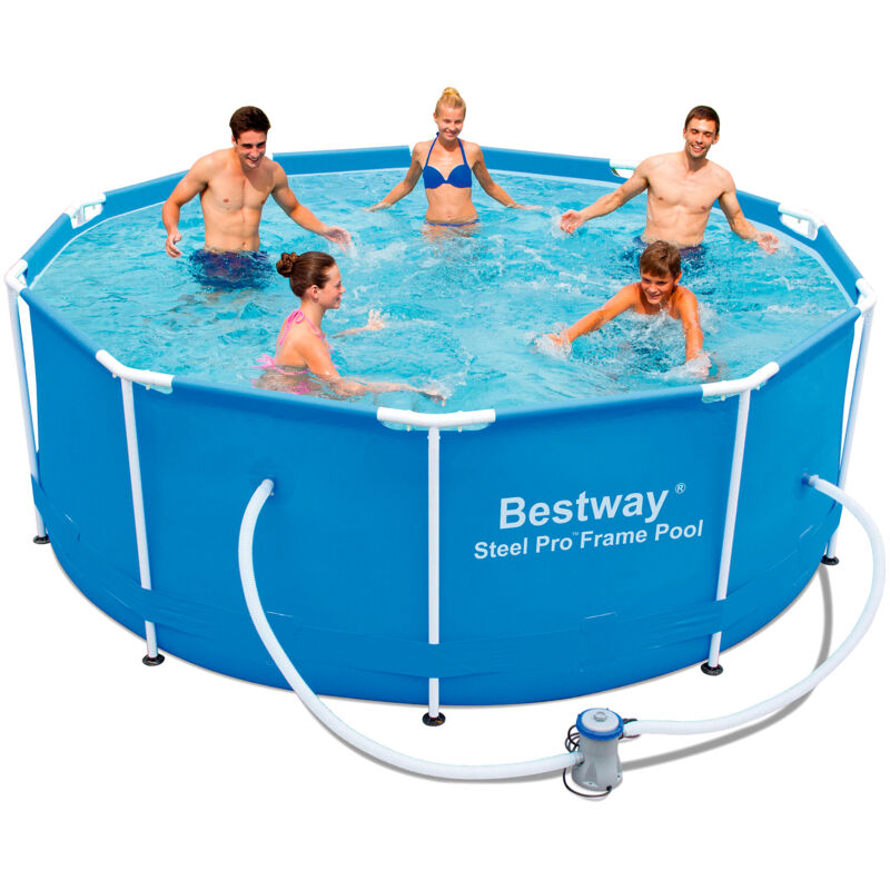 

Piscina Desmontable Tubular Bestway Steel Pro 305x100 cm Depuradora de Cartucho de 1.249 litros/hora
