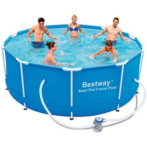 Piscina Desmontable Tubular Bestway Steel Pro 305x100 cm Depuradora de Cartucho de 1.249 litros/hora
