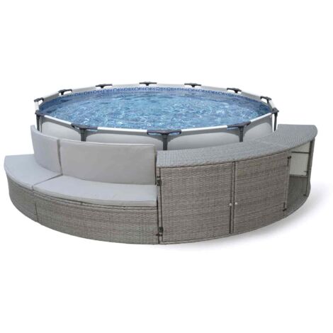 Piscina Desmontable Tubular Bestway Steel Pro Max 305x100 cm con Escalera y Depuradora Cartucho 1.249 l/h + Revestimiento para Piscina  K2O  Half Surround 306 306x40x70 cm Set Semicircular de 4 piezas