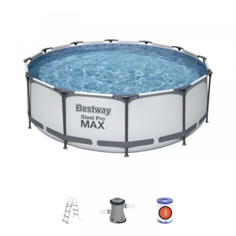 Piscina Desmontable Tubular BESTWAY Steel Pro Max 366x100 cm con Depuradora Cartucho 2.006 L/H y Escalera