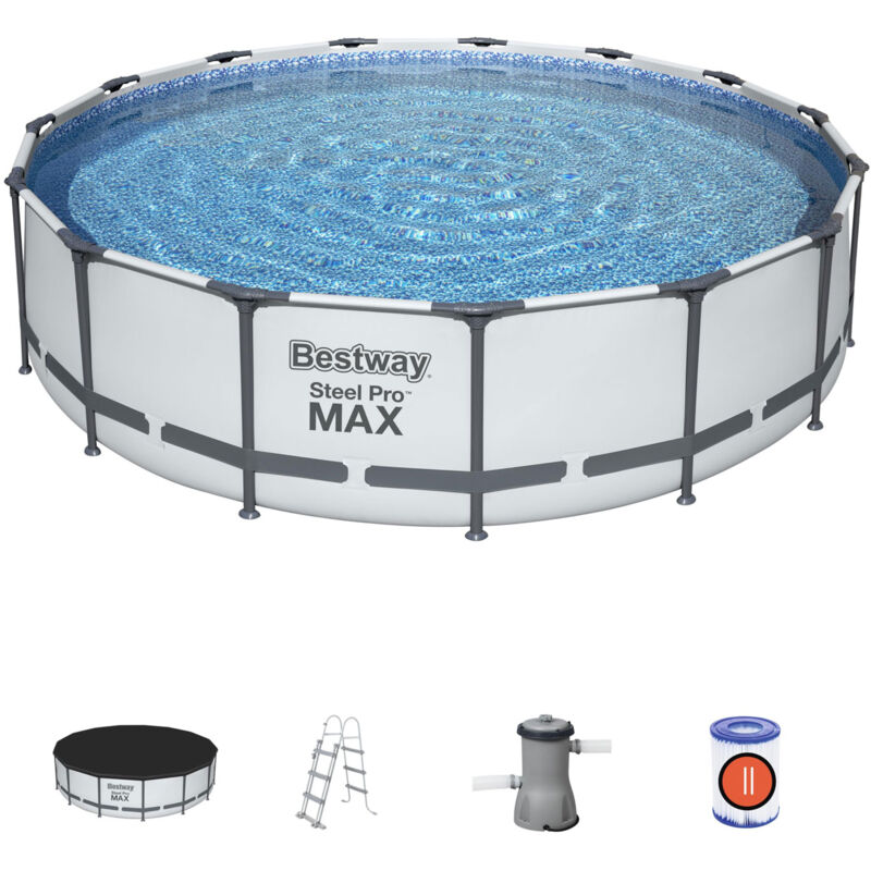 

Piscina Desmontable Tubular Steel Pro Max 457x107 cm con Depuradora Cartucho 3.028 L/H Cobertor y Escalera - Bestway