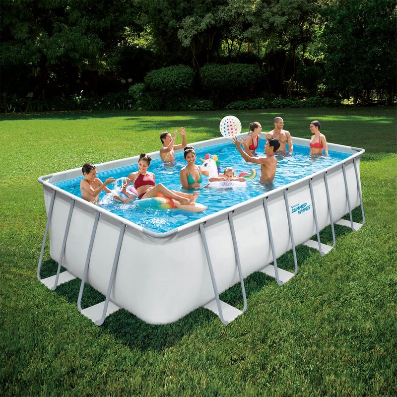 Piscina Desmontable Tubular Summer Waves Elite Frame Rectangular 5,49M X2,74M X1,32M Con Depuradora De Cartucho Y Escalera