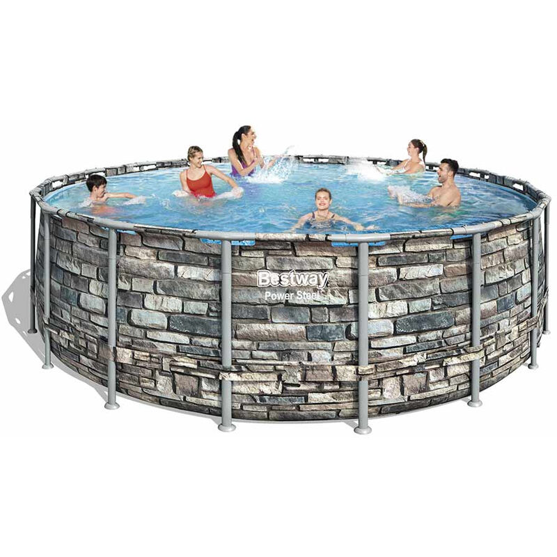 

Piscina elevada 56886 Power Steel redonda efecto piedra y gresite 549x132cm - Bestway
