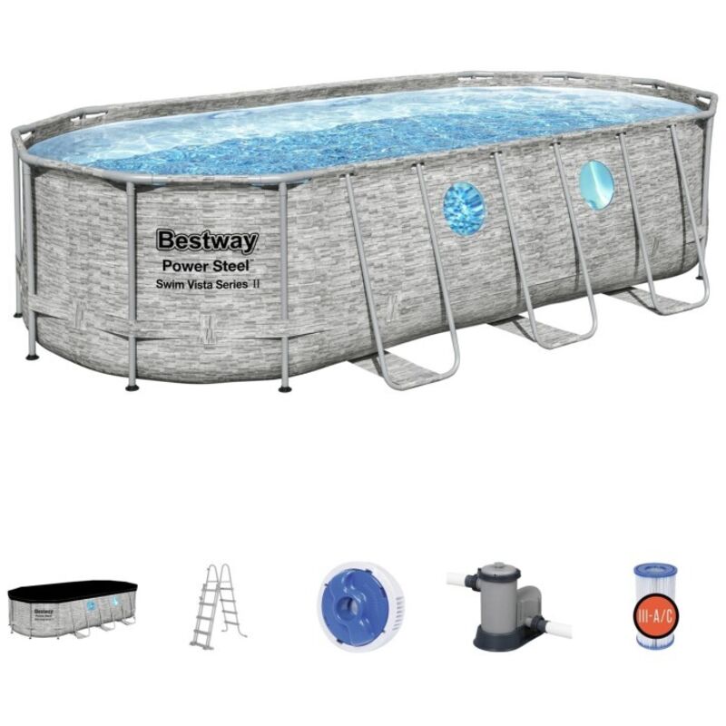 Piscina Pvc 549X274X122Cm Cart Bestway Poliester/Pvc Imitaci