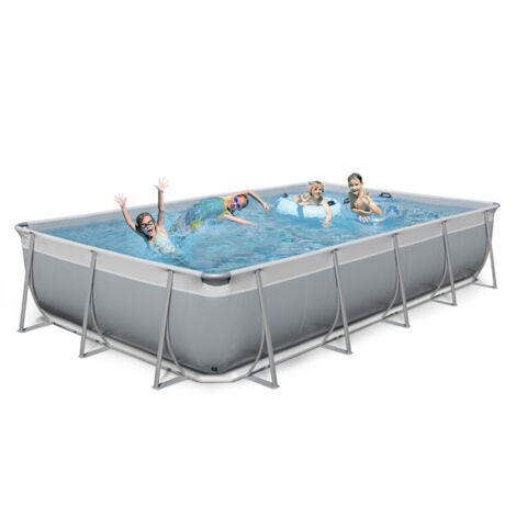 Piscina elevada desmontable rectangular New Plast 650x265 H125 completa gris blanco Futura 650
