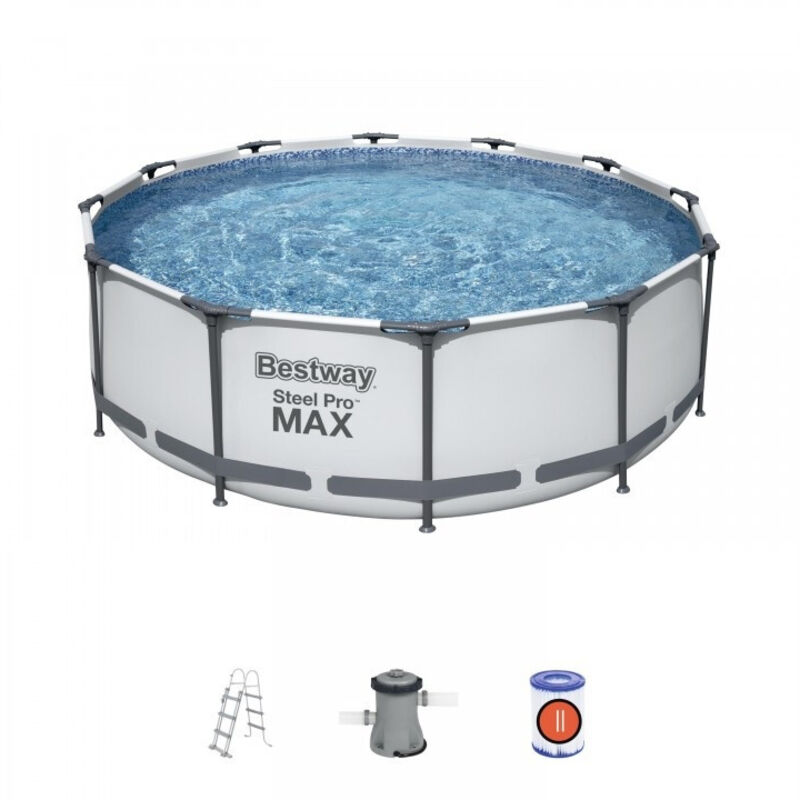 Piscina Desmontable Tubular Bestway Steel Pro Max 366X100 Cm Con Depuradora Cartucho 2.006 L/H Y Escalera