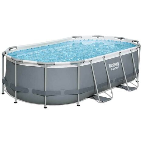 Piscina Fuori Terra Bestway Power Steel Ovale 427x250x100 cm con Pompa Filtro a Cartuccia 2.006 L/H