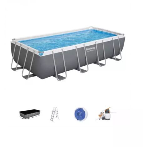 Bestway 56466 Piscina Fuori Terra Power Steel Rettangolare Cm 549x274x122 Con Pompa Filtro A Sabbia Da 5,678 Lh
