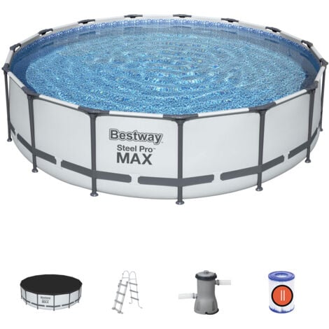 Piscina Fuori terra Bestway Steel Pro Max 457x107 cm con Pompa Filtro a Cartuccia 3.028 L/H Copertura e Scaletta