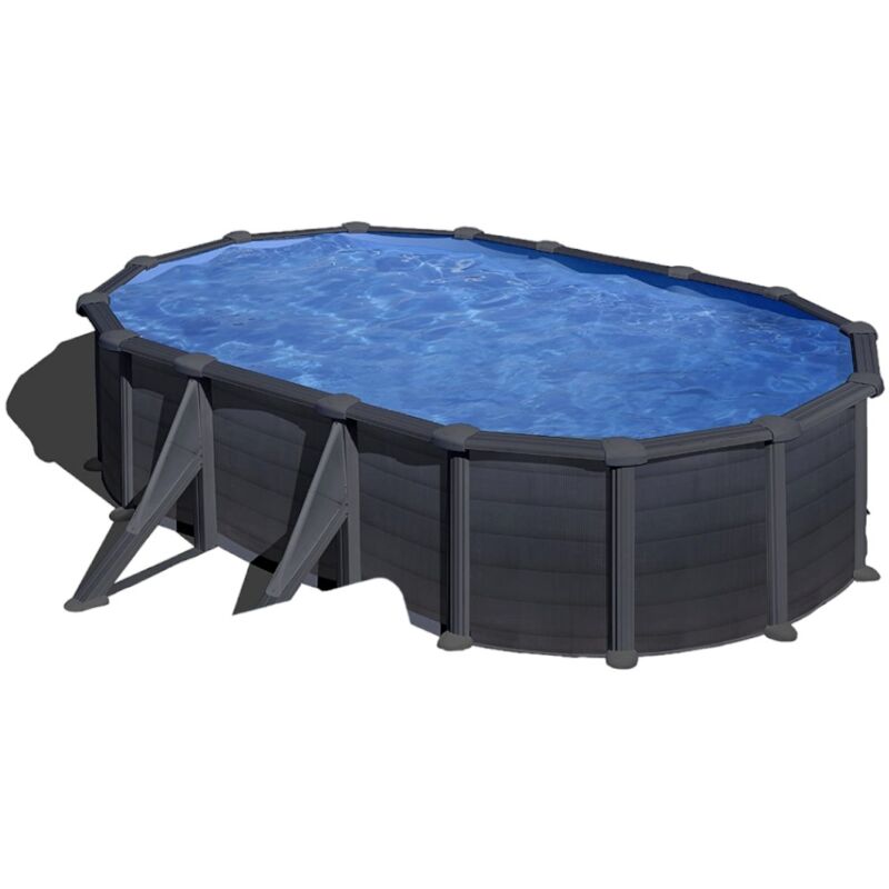 Gre Granada 610x375xh132 Cm Piscina Fuoriterra Ovale Struttura In A...