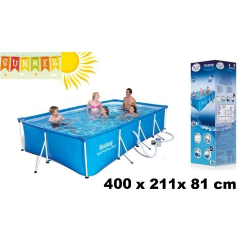 Piscina fuori terra rettangolare 400x211x81 + Pompa Filtro BestWay - STEEL FRAME 400