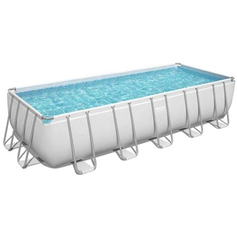 piscina fuori terra rettangolare bestway "power steel frame" 640x274x132 cm con pompa, scaletta, cover e chemconnect - cod. 5612b