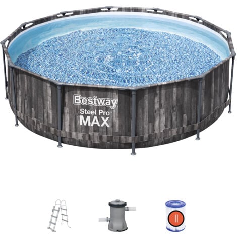 BESTWAY Piscina Fuori Terra Rotonda 366x100 cm con Pompa Filtro a Cartuccia 2.006 L/H Scala di Sicurezza