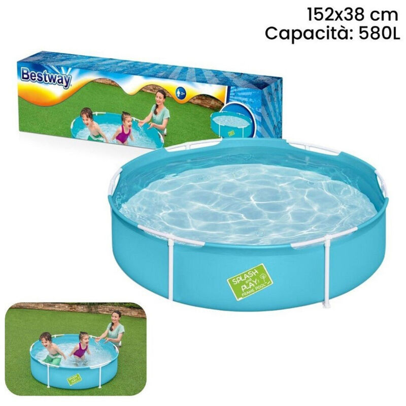 Trade Shop - Piscina Fuori Terra Steel Pro Frame Rotonda Da 152X38 Cm 580Lt Per Bambini 56283 -