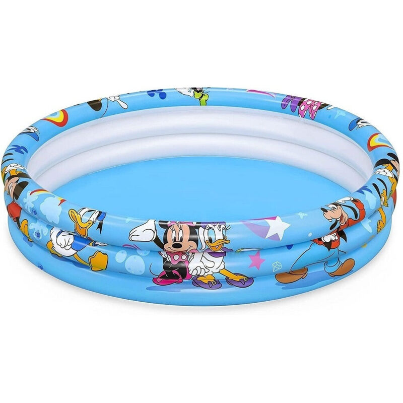 Trade Shop - Piscina Gonfiabile 3 Anelli 122 X 25 Cm Topolino Mickey Mouse Per Bambini 91007 -
