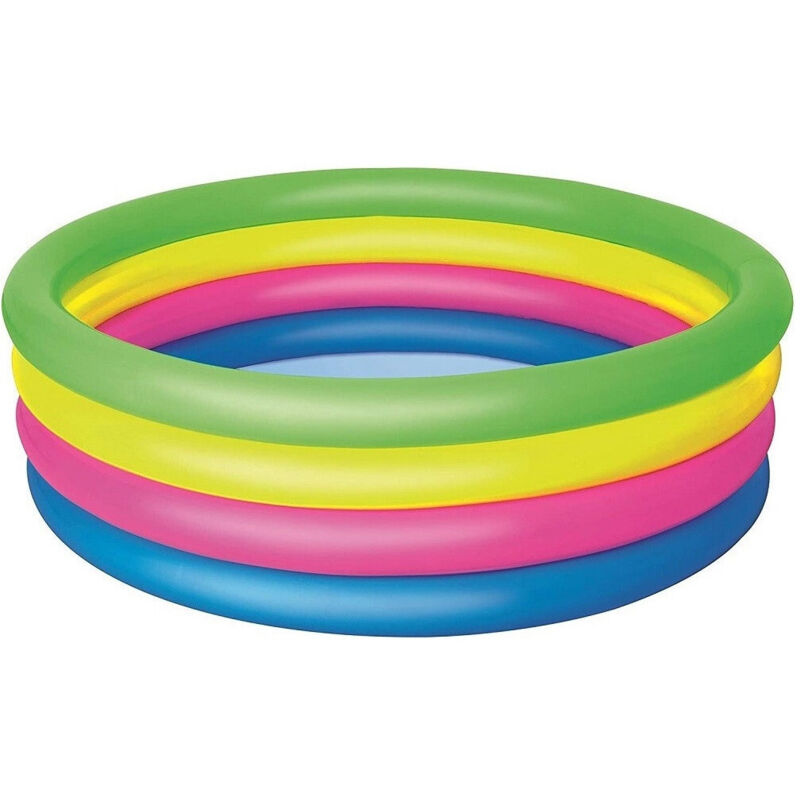 Trade Shop - Piscina Gonfiabile Arcobaleno Per Bambini A 4 Anelli Colorati 157 X 46 Cm 51117 -