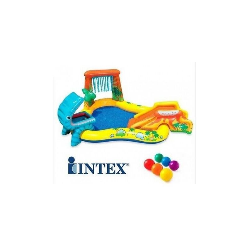 Intex - 57444 Playground Dinosauri con Scivolo Piscina Gonfiabile 249x191x109 cm