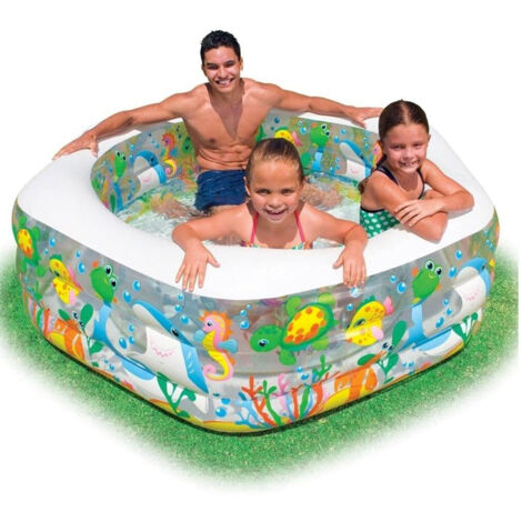 Piscina Gonfiabile Per Bambini Pesci Dell'oceano A 3 Anelli 191 X 178 X 61 Cm