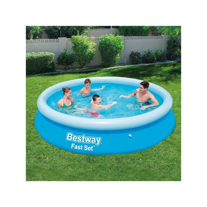 Trade Shop Traesio - Piscina Hinchable Redonda Fast Set 366X76Cm Preparada Para Filtro Bomba 57273