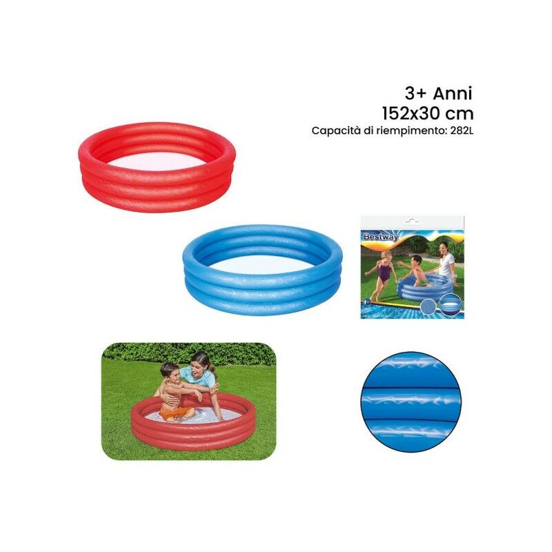 Trade Shop Traesio - Piscina Hinchable Color Liso Efecto Hielo 3 Anillos 152X30Cm Jardin 51026
