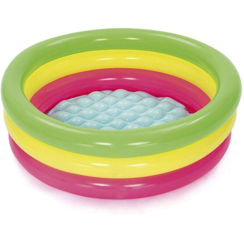 Trade Shop - Piscina Gonfiabile Tonda Summer Piscinetta Per Bambini A 3 Anelli 70X24Cm 51128 -