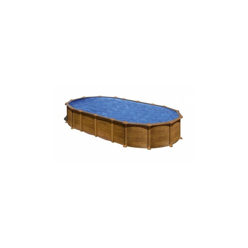 Piscina Desmontable Gre Amazonia 730 X 375 X 132Cm Imitación Madera Y Sistema De Vigas Enterradas. Incluye Depuradora De Arena.