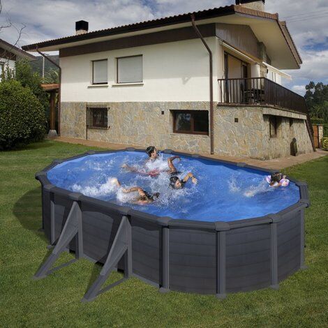 Piscina Gre Ovalada Granada Kitprov508Gf Desmontable Imitacion Grafito Gre
