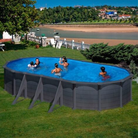 Piscina Gre Ovalada Granada Kitprov738Gf Desmontable Imitacion Grafito Gre