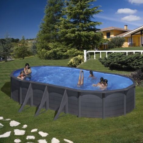 Piscina Gre Ovalada Kea Kit610Gf Desmontable Imitacion Grafito Gre