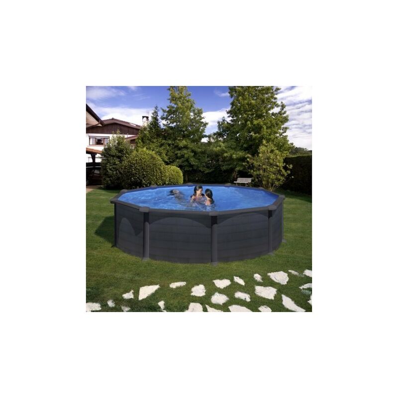 Piscina Gre Redonda Granada Kitpr458Gf Desmontable Imitacion Grafito Gre