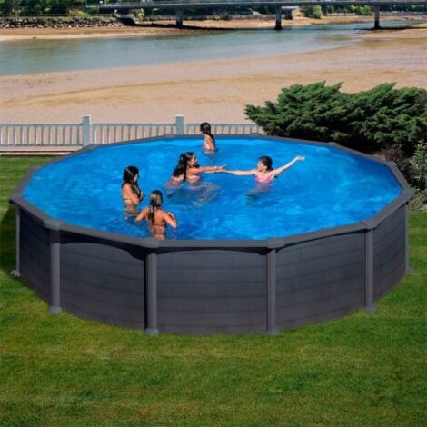 Piscina Gre Redonda Granada Kitpr358Gf Desmontable Imitacion Grafito Gre