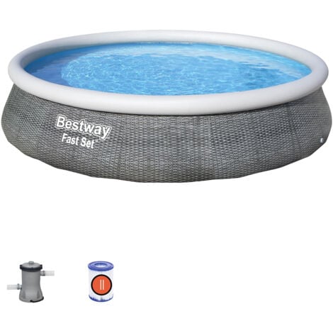 Piscina hinchable con filtro de cartucho BESTWAY Fast Set Ratan 396x84cm