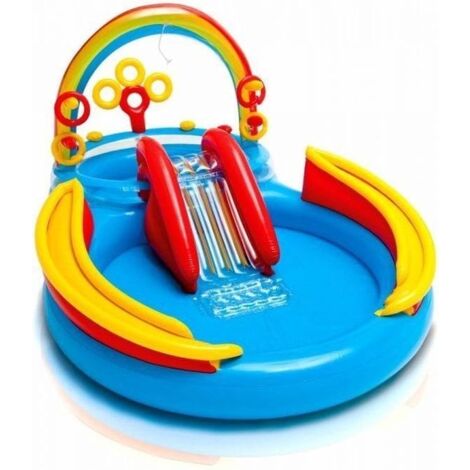 Piscina hinchable para niños pequeños Intex piscina hinchable azul con tobogán 297x193 cm