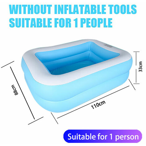 Piscina hinchable rectangular Piscina hinchable infantil gruesa y resistente al desgaste apta para adultos y bebés 110 x 88 x 33 cm