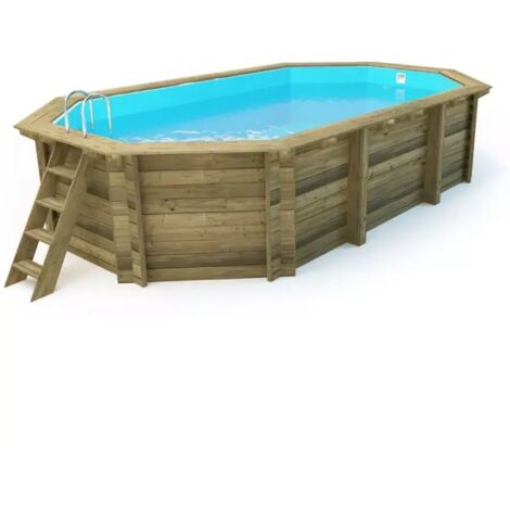 Piscina in Legno 657x407 Ottagonale Fuoriterra Filtro a Sabbia Skimmer Scaletta