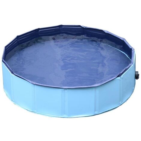 PISCINA IN PLASTICA BORDO STABILE PER CANI ANIMALI DOMESTICI 120 X 30 CM BLU