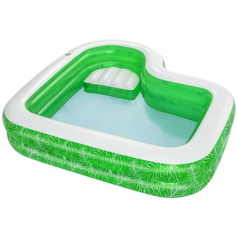Piscina inflable 231x231x51 cm. con asiento estampado motivos tropicales