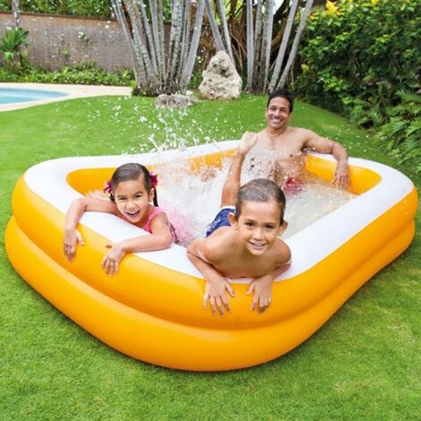 Piscina inflable de mandarín familiar 229 x 147 x 43 cm 2 anillos de naranja