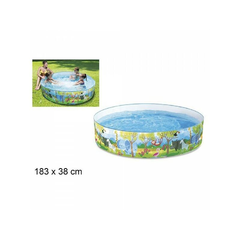 Trade Shop Traesio - Piscina Hinchable Redonda 183X38 Cm Safari Decoracion Niños Jardin Verano