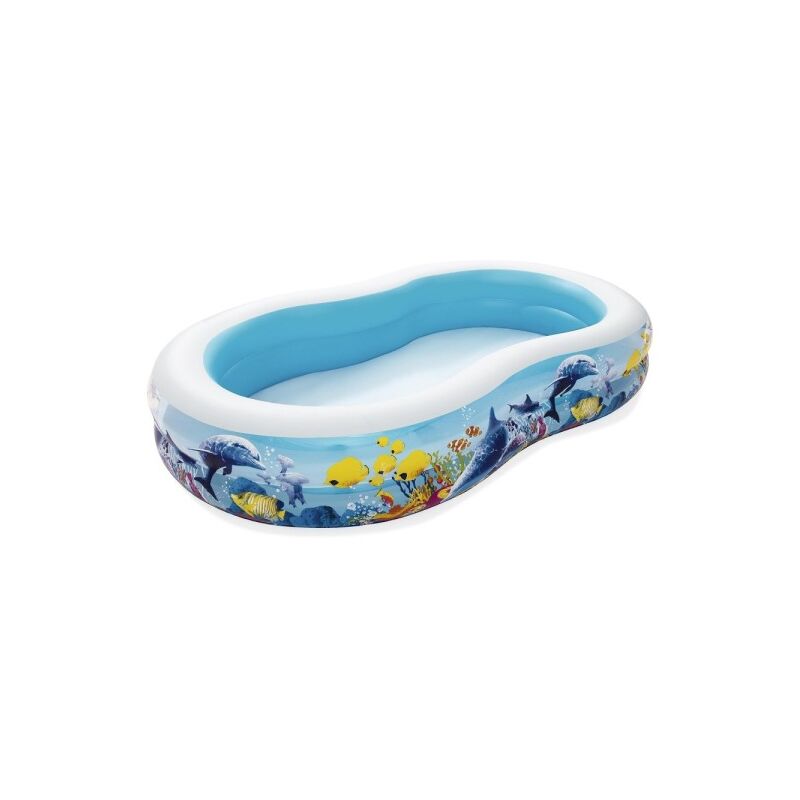 Trade Shop Traesio - Piscina Hinchable Familia Ocho 2 Anillos Coral Reef 262X157X46Cm 54118