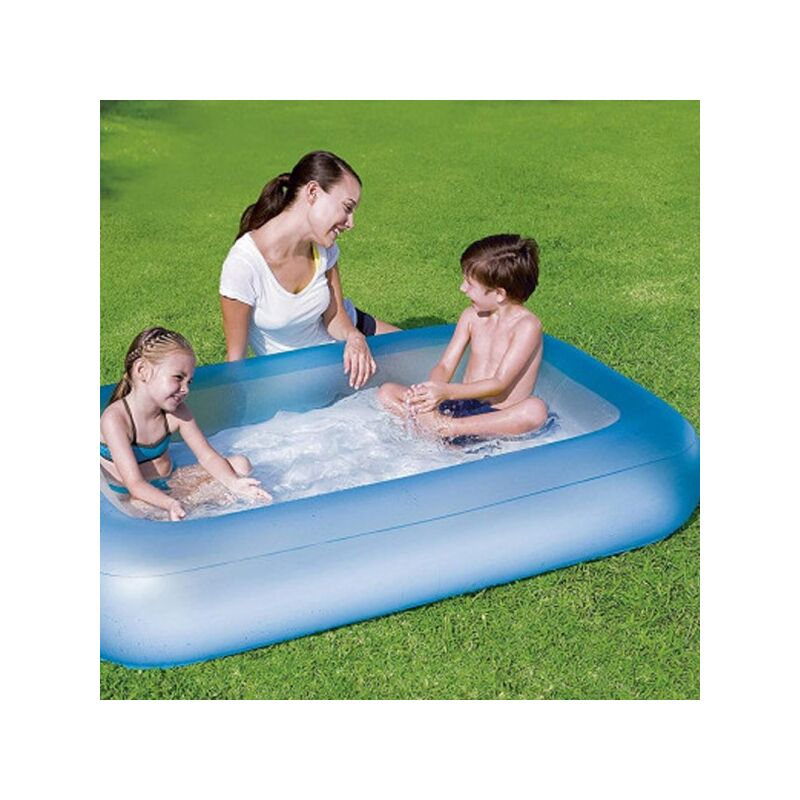 Piscina Hinchable Rectangular 165 X 104 X 25 Cm Con Fondo Hinchable Para Niños - Azure