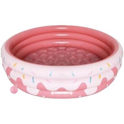 Piscina inflable redonda con forma de donut, antideslizante, con fondo de burbujas suave, plegable, para niños, 120 cm, color rosa