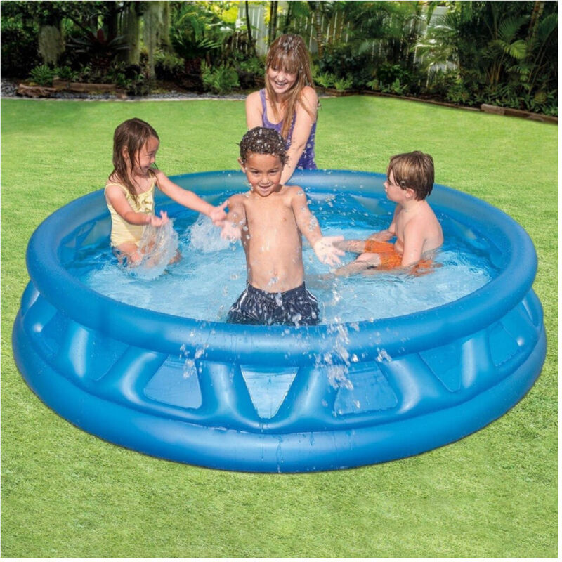 Trade Shop - Piscina Gonfiabile Triangoli Soft Blu 188 X 46 Cm 790 Lt Bambini Estate 58431 -