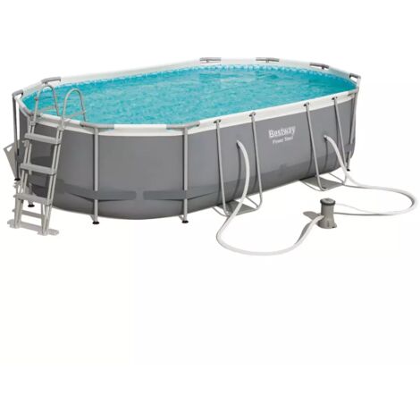 Piscina Ovale Fuori Terra 488x305x107 cm con Telaio e Pompa Filtrante
