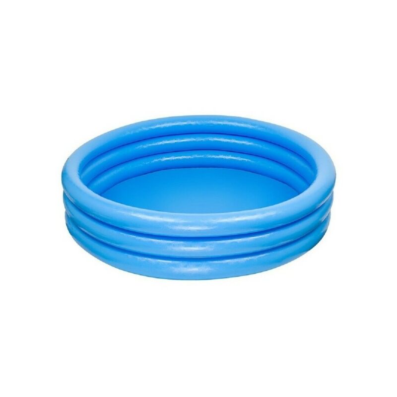 Trade Shop Traesio - Piscina Hinchable Infantil Tres Anillos Cristal Azul 114X25 Cm Jardin 59416